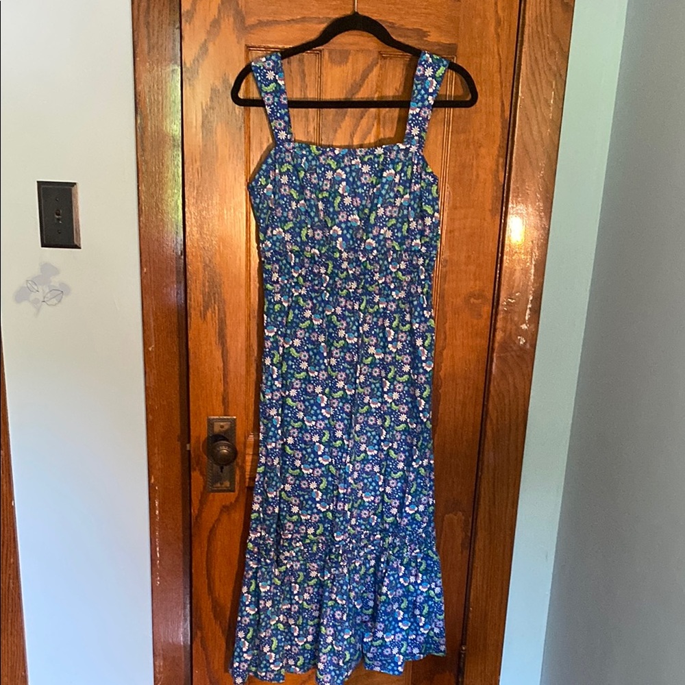 Floral Blue Sleeveless Dress